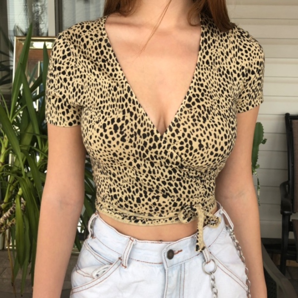 Rare brandy Melville cheetah wrap top